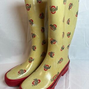 Stylish Yellow Rain Boots with Red Accents